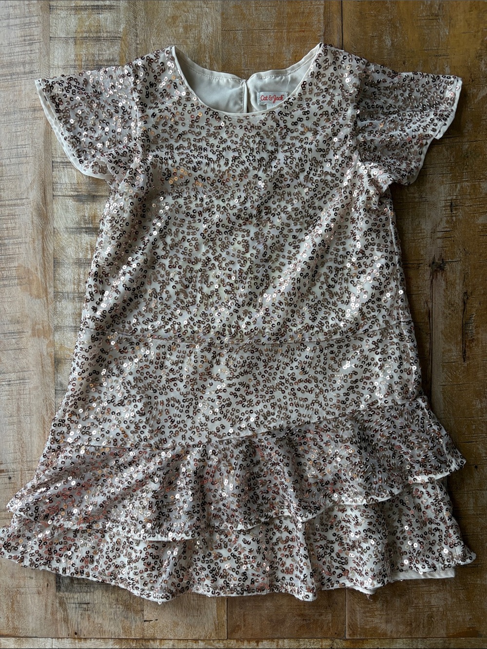NWOT Cat & Jack Gold Sequin Ruffle Dress M(8)